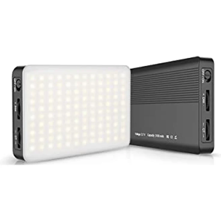 RealPower LightsOn Kamera Video Licht, Eingebaute Wiederaufladbare Batterien 3200K-6500K Dimmbar und Ultradünne Videoleuchte mit Halterung 6 Farbfilter für Social Media Streaming Interview Porträt, Schwarz – Bild 1