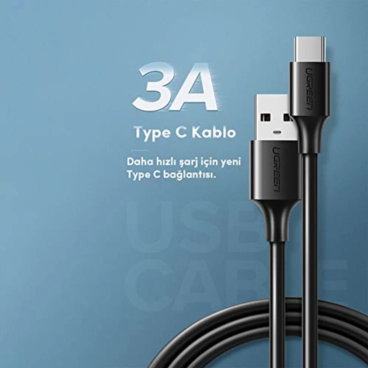 Ugreen USB-Kabel USB Type C Quick Charge Schnellladekabel 3.0 3A 0,25 m schwarz (US287 60114) – Bild 4