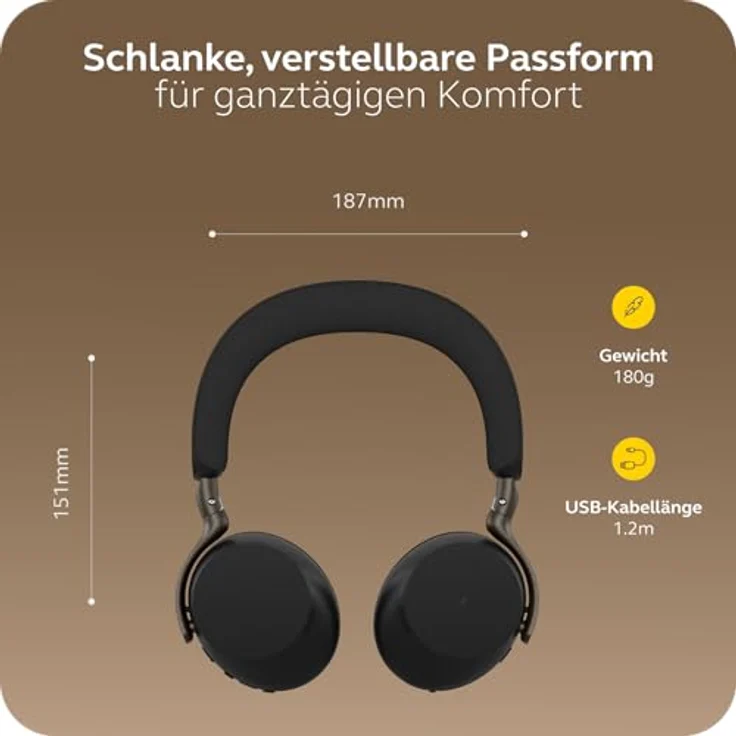 Jabra Evolve3 75, schnurloses Stereo Headset mit Bluetooth und USB-A, zertifiziert für Microsoft Teams, adaptive Geräuschunterdrückung, 110 Stunden Akkulaufzeit – Bild 9