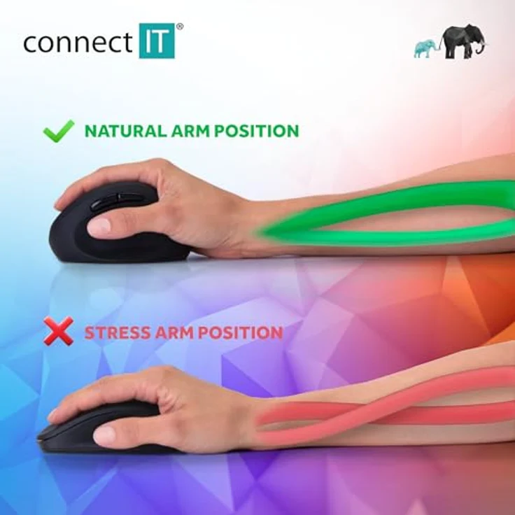 CONNECT IT for Health Damen Ergonomische Vertikale Office Maus, Drahtlos mit 2,4 GHz Technologie, Reduziert Müdigkeit, Optischer Sensor bis 1600 DPI, inkl. 1x AA-Batterien gratis – Bild 4