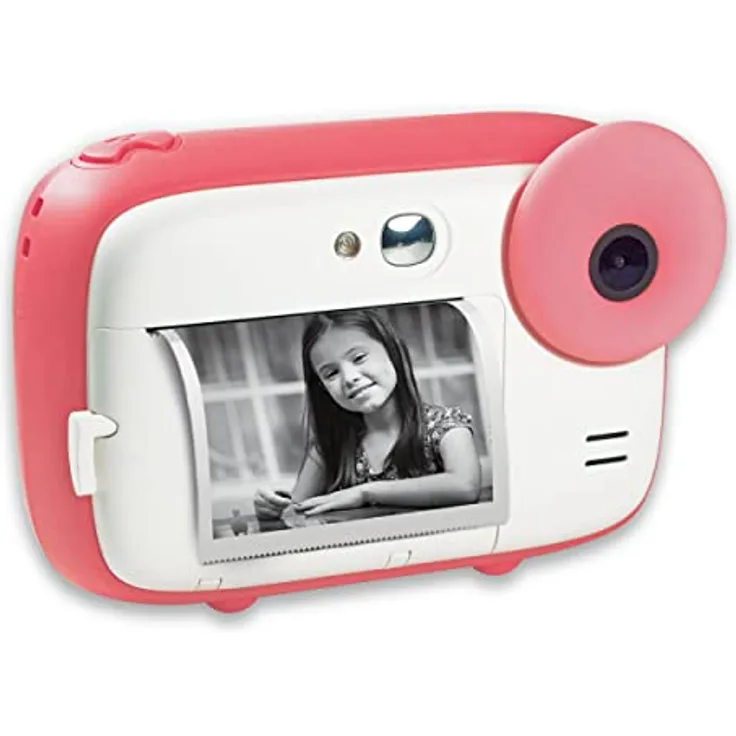 AgfaPhoto Realikids Instant Cam Pink - Sofortbildkamera für Kinder - Foto, Selfie und Video - 3 Rollen Thermopapier für 300 Fotos - LCD-Bildschirm