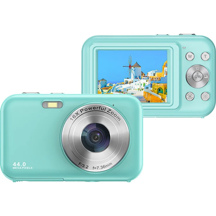 INF Digitalkamera, 44 MP mit 1080P Auflösung, 16-fachem Zoom und 2,4-Zoll-Bildschirm, Blau