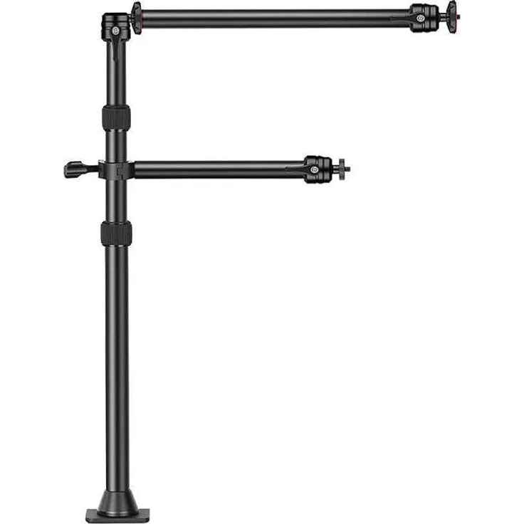 Neewer zweiarmiges Tischstativ B0BH46BQWB, Schwarz, für Kameras und Beleuchtung, 360° drehbar, 61-120 cm höhenverstellbar, Tragfähigkeit 1 kg