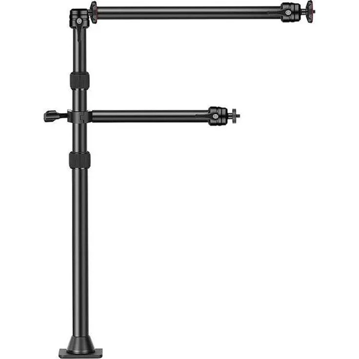 Neewer zweiarmiges Tischstativ B0BH46BQWB, Schwarz, für Kameras und Beleuchtung, 360° drehbar, 61-120 cm höhenverstellbar, Tragfähigkeit 1 kg
