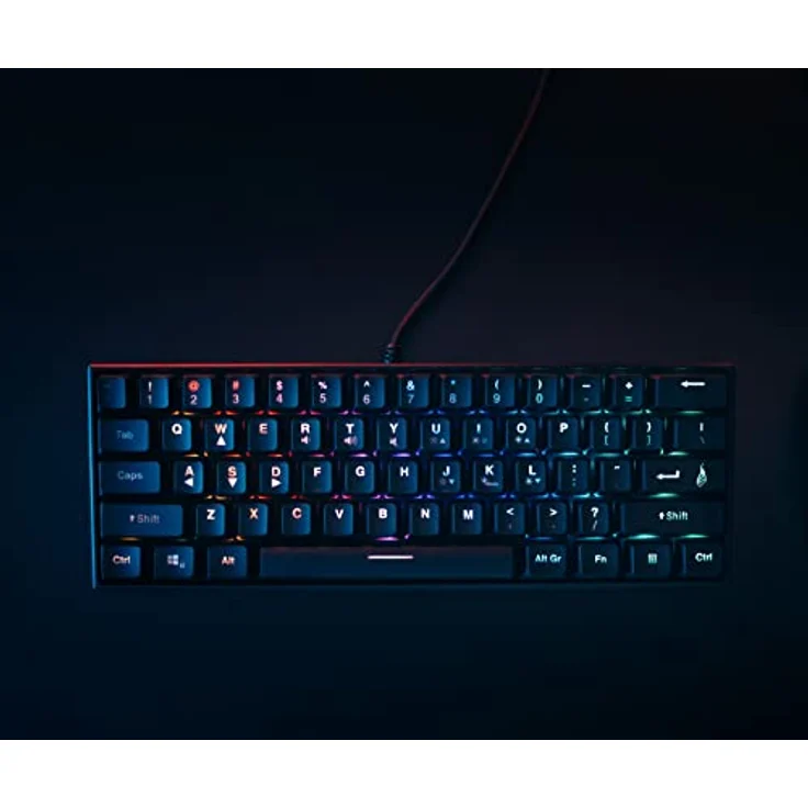 SureFire Kingpin X1 60% Gaming Tastatur French, Gaming Multimedia Keyboard klein & mobil, RGB-Tastatur mit Beleuchtung, 25 Anti-Ghosting-Tasten, französisches Layout AZERTY – Bild 4