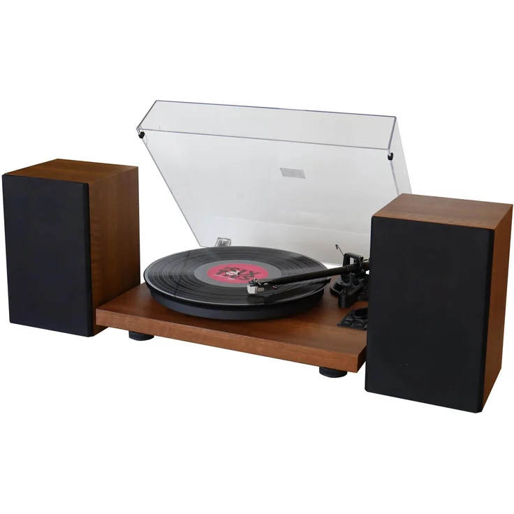 Soundmaster PL711BR Plattenspieler, braun, inkl. externen Lautsprechern, Bluetooth, USB-Direktaufnahme und Magnettonabnehmersystem