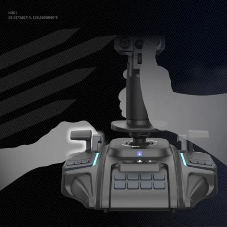 HORI Ace Combat 8: Wings of Theve, kabelgebundener Flugsimulator-Controller mit Hall-Effekt-Sensoren, zwei Gas- und Bremshebeln, dedizierter High G Mode-Taste, schwarz, für Sony PlayStation 5 – Bild 4