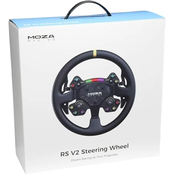 Moza Racing MOZA RS V2 Lenkrad, Rund - Leder (33 cm), originalgetreu im Racing-Look, integrierte Schaltanzeige, Schnellverschluss - Aluminium/Carbon – Bild 6
