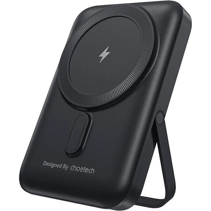 CHOETECH B743 10000mAh 20W PD magnetische Powerbank mit Ständer, schwarz - schnelles Laden, kompakt und kabellos, kompatibel mit iPhone und Samsung
