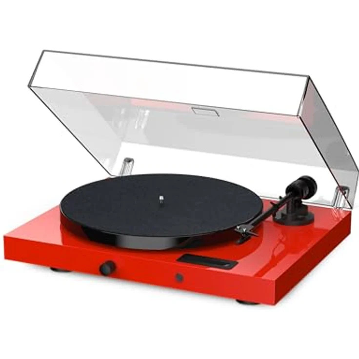 Pro-Ject Juke Box E1, Audiophiles “All-in-one Plug & Play“ Plattenspielersystem mit BT, Line-Eingang und Endverstärker (Rot) – Bild 3