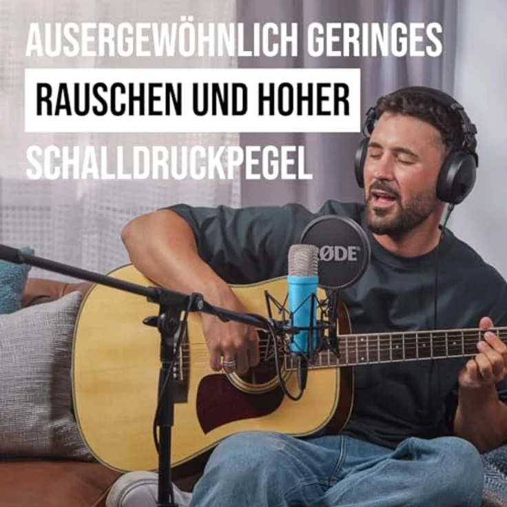 RØDE NT1 Signature Series Großmembrankondensatormikrofon mit Schockhalterung, Popschutz und XLR-Kabel für Musikproduktion, Gesangsaufnahmen, Streaming und Podcasting (Blau) – Bild 3