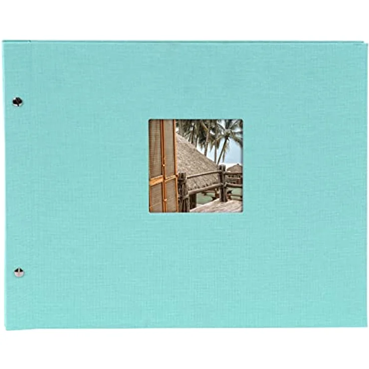 goldbuch Schraubalbum mit Fensterausschnitt, Bella Vista Trend, 39 x 31 cm, 40 schwarze Seiten mit Pergamin-Trennblättern, Erweiterbar, Leinen, Aqua, 28507 – Bild 3