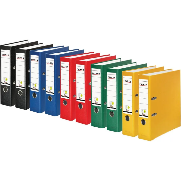 Falken Aktenordner 10x PP-Color-Ordner A4, Rücken 80mm - sortiert - 15035880007F, Ordner PP - 10er Pack, in verschiedenen Farben