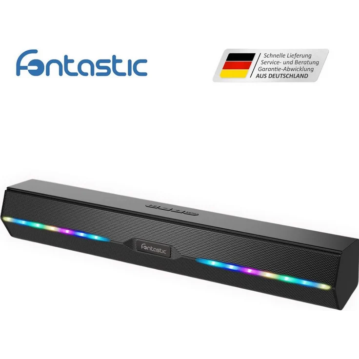 fontastic Juna - Drahtlose Soundbar 2 x 5 Watt TWS BT5.3 inklusive Mikrofon - RGB LED-Beleuchtung