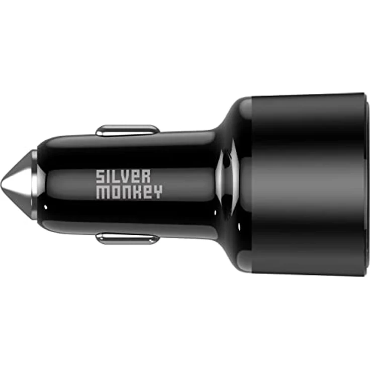 Silver Monkey SMA014, 100W Auto-Ladegerät mit 1xUSB-C PD und 1xUSB-A QC 3.0, Schwarz – Bild 4