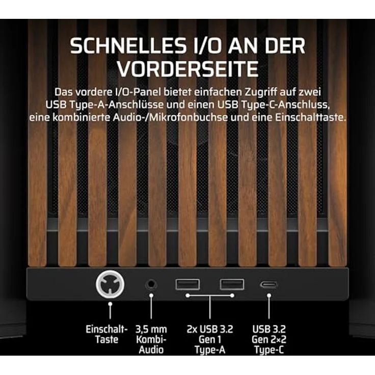 Corsair FRAME 4000D RS, Midi-Tower Gaming Gehäuse für E-ATX mit gehärtetem Glas-Seitenteil, Schwarz-Walnuss – Bild 7