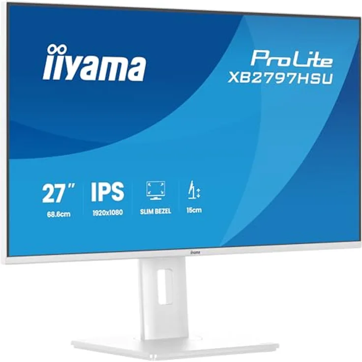 iiyama Prolite XB2797HSU-W1 68,6cm 27" IPS LED-Monitor Full-HD 120Hz mit HDMI, DP, USB-C, Höhenverstellung, weiß