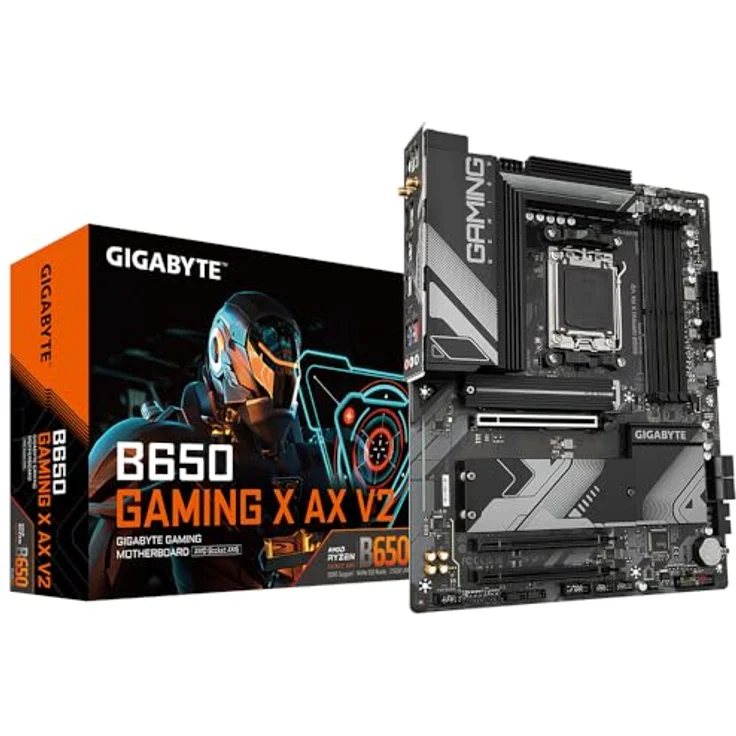 Gigabyte B650 Gaming X AX V2 Motherboard - Unterstützt AMD Ryzen 8000 CPUs, 8+2+2 Phasen Digital VRM, bis zu 8000MHz DDR5 (OC), 1xPCIe 5.0 + 2xPCIe 4.0 M.2, Wi-Fi 6E 802.11ax, 2.5GbE LAN, USB 3.2 Gen – Bild 1