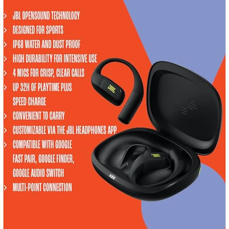 JBL Endurance Zone, Open-ear Bluetooth Kopfhörer mit bis zu 32 Stunden Akkulaufzeit, Blau – Bild 4