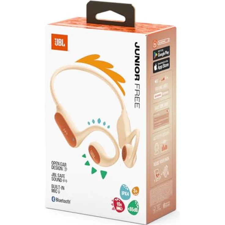JBL Junior Free, Open-ear Bluetooth Kopfhörer mit Lautstärkebegrenzung, bis zu 10 Stunden Akkulaufzeit, Pfirsich – Bild 3