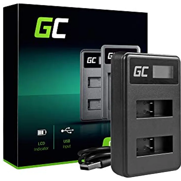 Green Cell® AHBBP-501 Ladegerät für GoPro AHDBT-501 Akku und HERO5 HERO6 Hero 7 Black White Silver Edition Kameras (2.5W 4.35V 0.6A Schwarz)