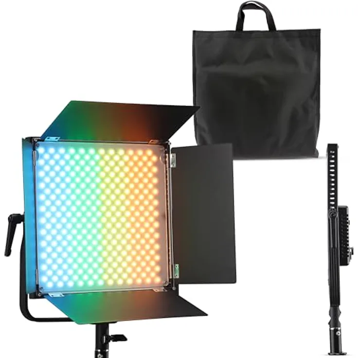 PATONA Premium LED Videolicht 60W RGB, COB-LED mit 2700K-10000K Farbtemperatur, 16 Mio. Farben, App Steuerung und Spezialeffekten