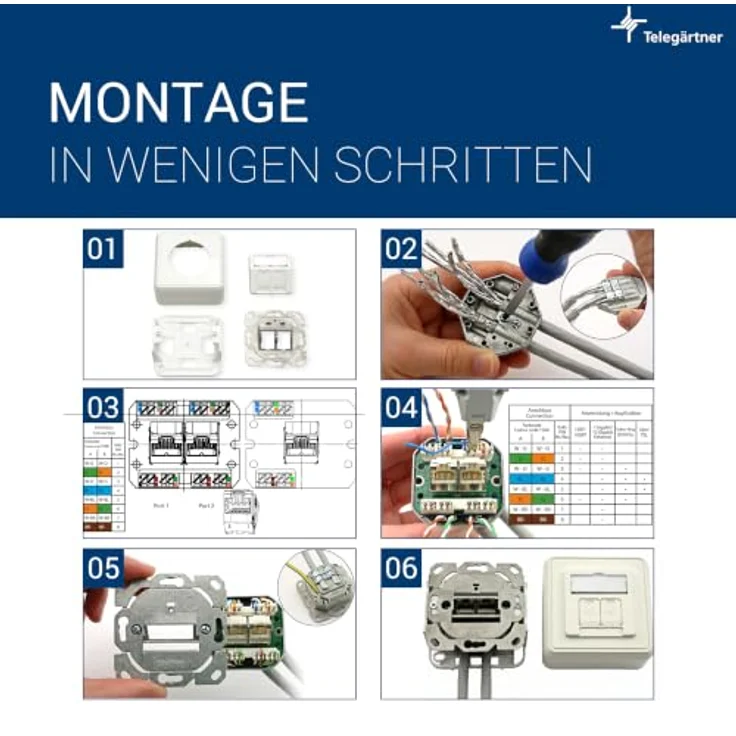 Telegärtner Netzwerkdose Aufputz Unbestückt, 2-fach modulare Anschlussdose, alpinweiß, 80 x 80 mm, IP20 – Bild 7