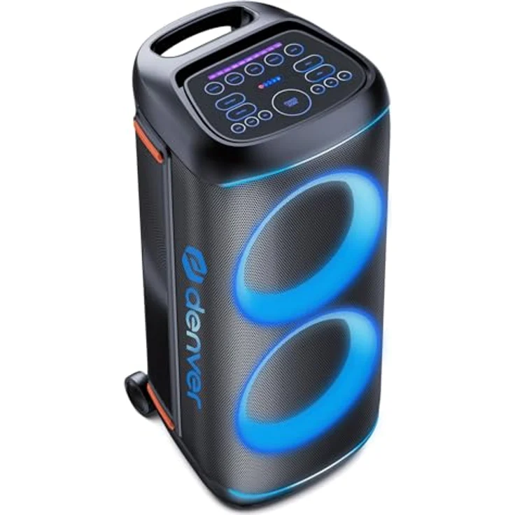 Denver BPS-470, Bluetooth Party Speaker mit 2 x 10" Woofers, 2000 W, spritzwassergeschützt, schwarz, neu – Bild 3