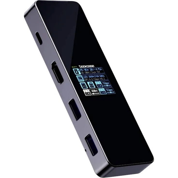 Dockcase Smart Visual 7-in-1 USB-C® Dockingstation mit integriertem Display, 100W Power Delivery, HDMI 4K Ausgange, schwarz