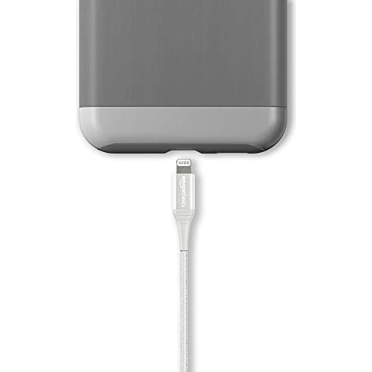 AmazonBasics – Verbindungskabel Lightning auf USB-A, doppelt Nylon-umflochten, fortschrittliche Kollektion, MFi-zertifiziertes Ladekabel für iPhone, silberfarben, 91,2 cm – Bild 4