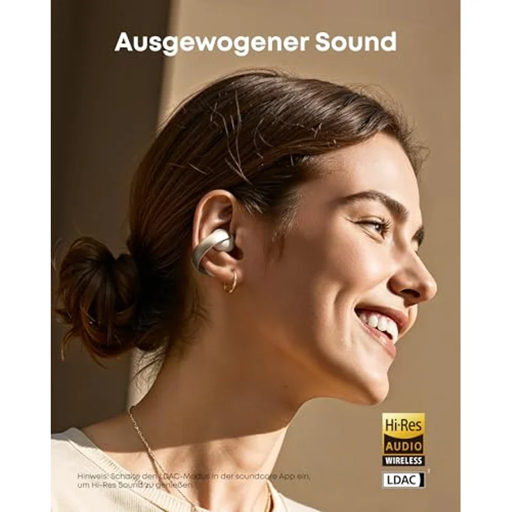 soundcore AeroClip by Anker, Open-Ear Kopfhörer, Bluetooth Earbuds, 12mm Treiber, Hi-Res, Open-Ring Design, titan (farbige Variante) – Bild 5