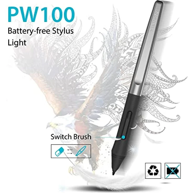 HUION H1060P Grafiktablett - 10 x 6,25 Zoll Arbeitsbereich - 8192 Druckempfindlichkeitsstufen - USB - Schwarz – Bild 3