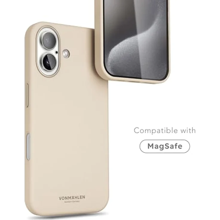 VONMÄHLEN Like Leather Case – Luxuriöse Hülle aus veganem Leder, kompatibel mit iPhone 16 Plus und MagSafe, nachhaltig und elegant - Cream – Bild 2
