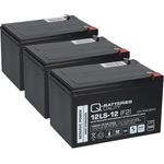 Q-Batteries Kompatibler Akku E Roller E Scooter Quad E Bike 36V 3x 12V 12Ah AGM, Blei-Akku für Miniquad, Golfcaddies und mehr