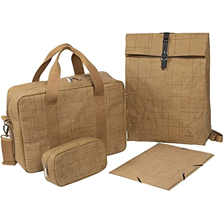 Exacompta 17660E Premium Tasche Eterneco mit 15" Laptopfach und Tragegriffen und Gurt wasserabweisend aus pflanzlichen und veganen Materialien Umhängetasche für Schule und Uni Kunstlederoptik braun – Bild 5