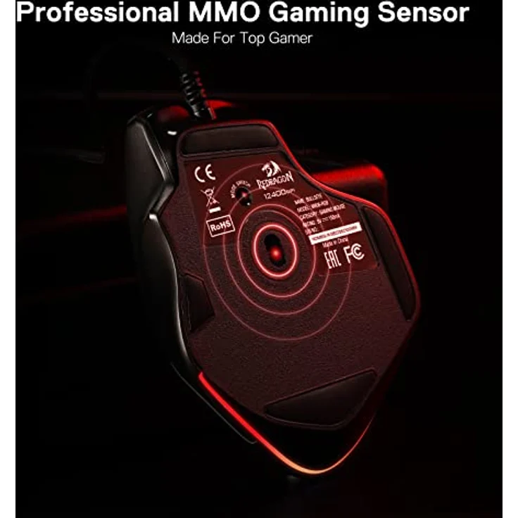 Redragon M806 Bullseye Gaming-Maus, 7 programmierbare Tasten, kabelgebundene RGB-Gamer-Maus mit ergonomischem, natürlichem Griff, Softwareunterstützung für DIY-Tastenbelegung und RGB – Bild 4