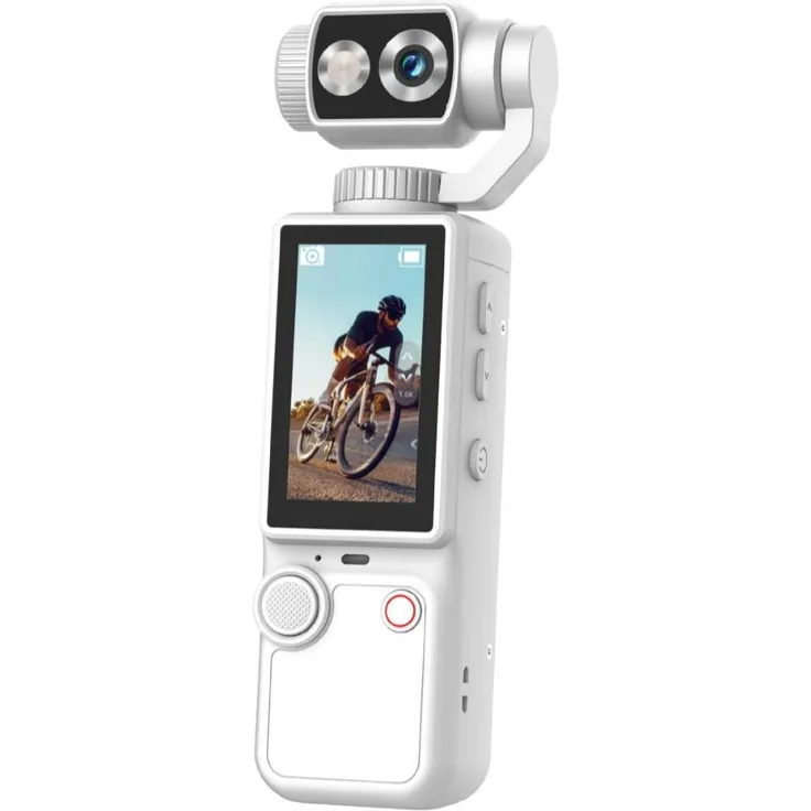 Exlene 4K HD WLAN Sport Wearable Kamera, Mini-Handkamera für Reisen und Vlogging, Fahrrad-Dashcam, weiß