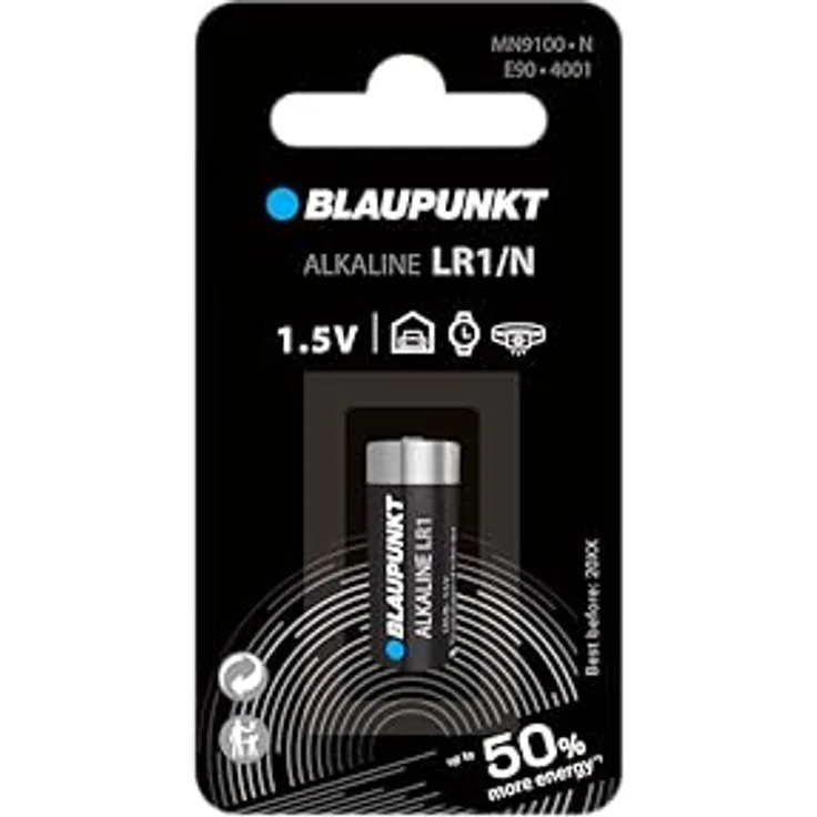 Blaupunkt Micro Alkaline LR1 Batterie, 1 Stück im Blister, hervorragende Qualität, optimale Entladung, 3 Jahre Haltbarkeit, quecksilberfrei