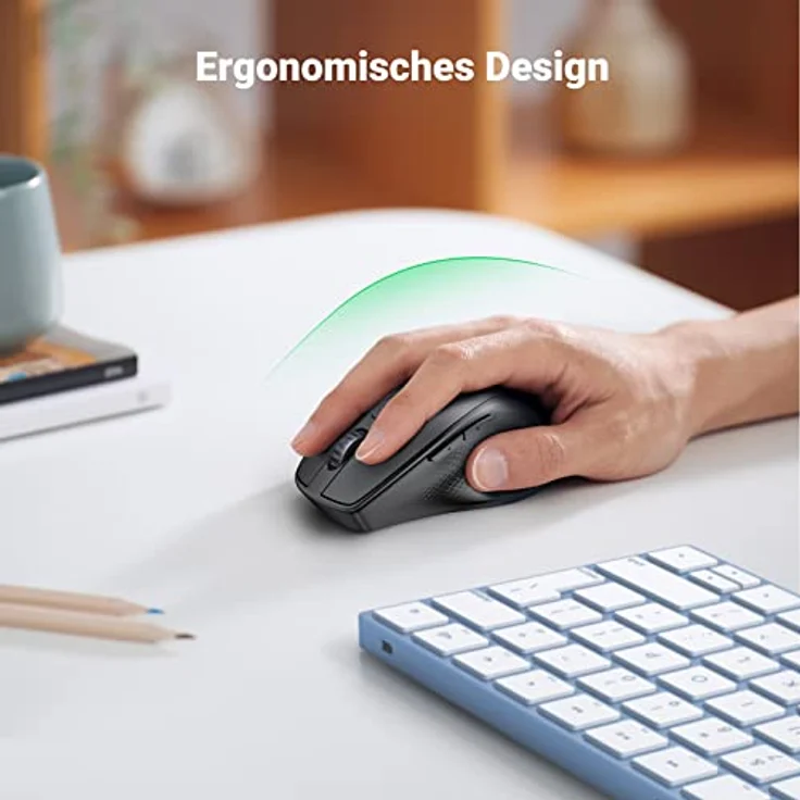 UGREEN Bluetooth Maus kabellos (BT 5.0 + 2.4G), 4000 DPI, 18 Monate Akkulaufzeit, Ergonomische, Schwarz – Bild 2