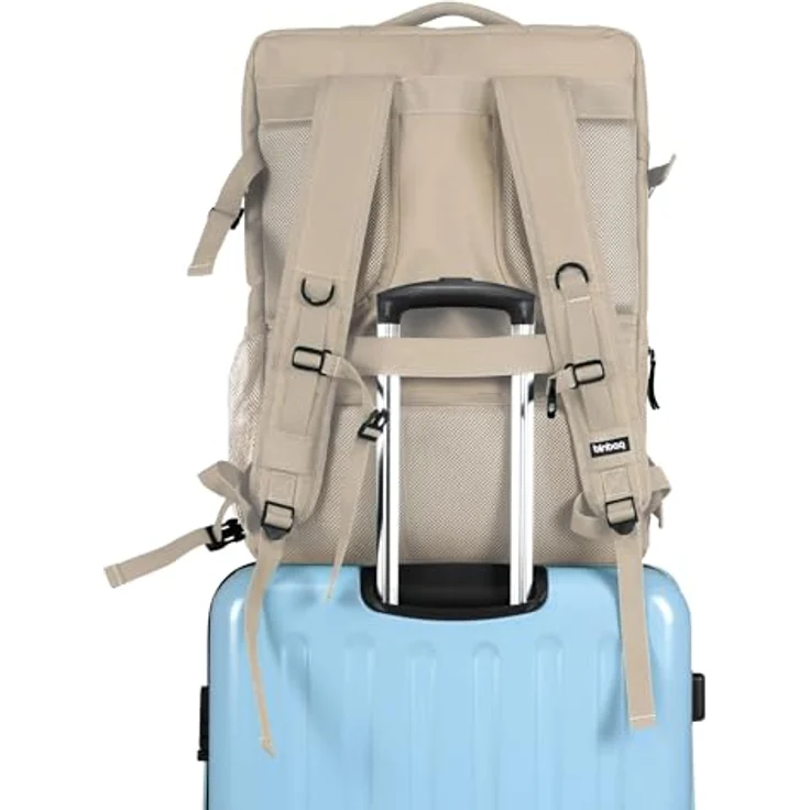 Hauptstadtkoffer blnbag M6 - Bordgepäck-Rucksack 55x40x20 cm Travel Backpack Laptop-Fach, Flugzeug Reiserucksack robust, Cabin Bag max. 44 L, Champagner – Bild 4