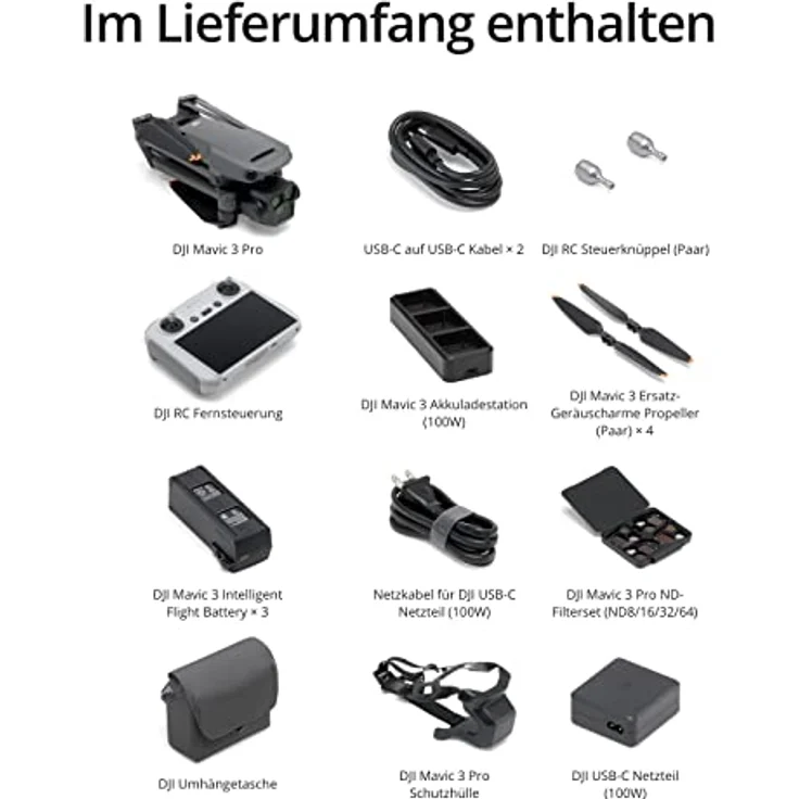 DJI Mavic 3 Pro Fly More Combo mit DJI RC (Bildschirmfernsteuerung), Flaggschiff-Drohne mit Dreifachkamera und 4/3 CMOS Hasselblad-Kamera, 15 km HD-Videoübertragung, drei Akkus, Ladestation und mehr – Bild 5