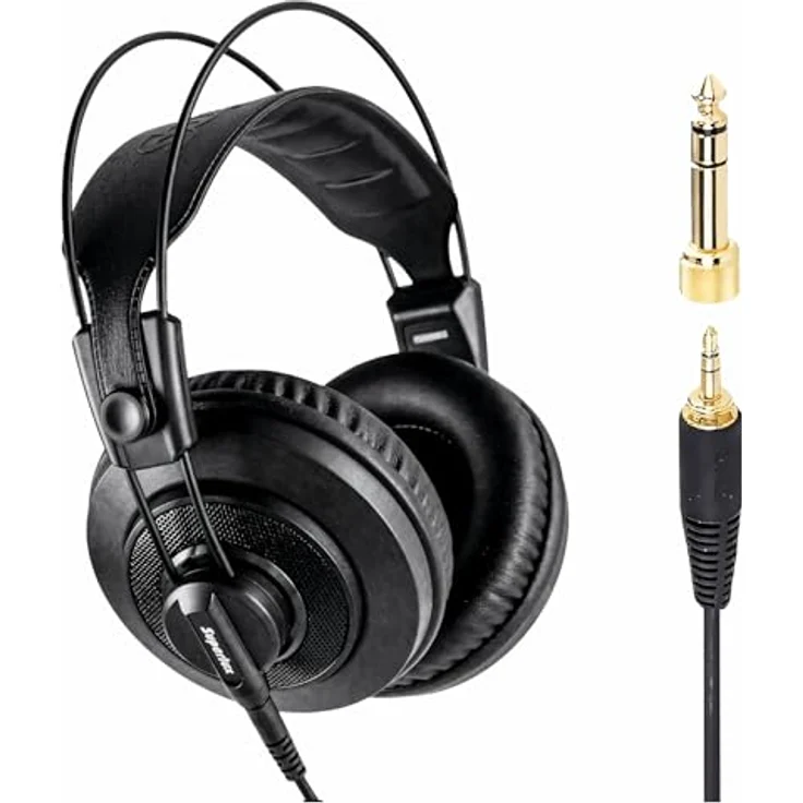 Superlux HD-668 B MKII, dynamische Studio-Kopfhörer, halboffen, 10-30.000 Hz Frequenzgang, 98 dB Kennschalldruck, abnehmbares Kabel, schwarz – Bild 1