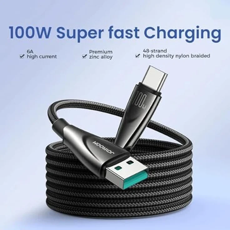 Joyroom Pioneer Series SA31-AC6, 100 W USB-A/USB-C-Kabel, 1,2 m, schwarz, schnelles Laden und hohe Langlebigkeit – Bild 3