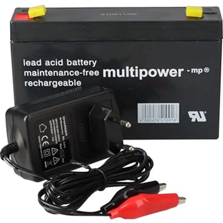 Akkuman.de Set - Bleiakku und Ladegerät - 6V 7Ah Multipower Akku 0,6A Lader, 3-Stufen-Ladegerät, IU0U Ladekennlinie, LED Ladezustandsanzeige – Bild 5