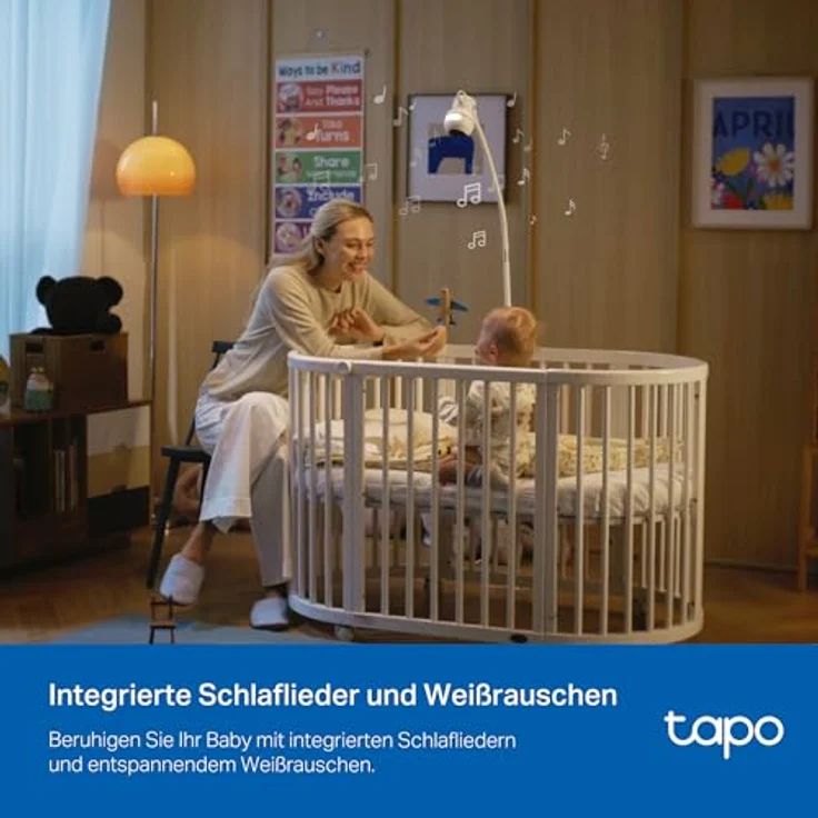 TP-Link Tapo C840 BabyCam, Netzwerkkamera mit Doppellinse, 2560 x 1440 Pixels, Bewegungserkennung, Schlafanalyse, Nachtlicht, Smart-Home-kompatibel, Weiss – Bild 10