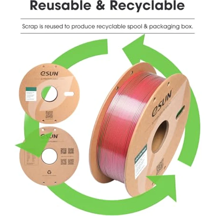 eSUN Silk Magic PLA Filament 1.75mm, Dual-Color Co-Extrusion, Farbverlauf Rot-Grün, 1KG Spule für 3D-Drucker – Bild 4