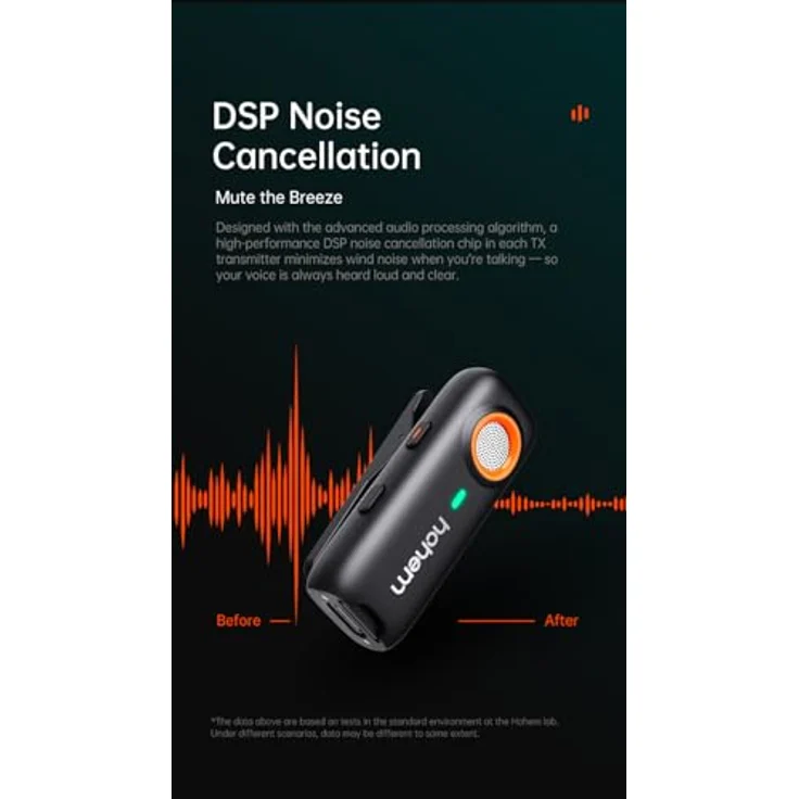 hohem MIC-01 Wireless Lavalier Mikrofon für iPhone iPad, MFi-zertifiziert, Fernbedienung, Geräuschunterdrückung, Integrierter Speicher, kabellos für Live-Stream (1TX+1RX) – Bild 4