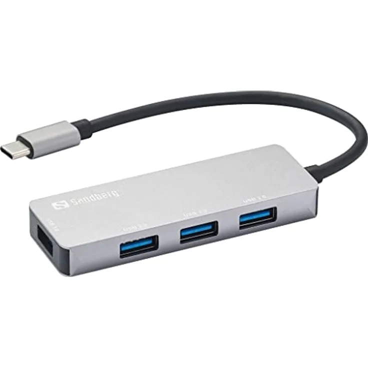Sandberg USB-C Hub 1x USB 3.0 + 3X USB 2.0 Saver, 4 USB-Anschlüsse: 1xUSB 3.0, 3X USB 2.0, USB-Adapter für PC Laptop Computer, Tragbarer USB-C Hub, Multiport-Adapter ohne Netzteil, Saver