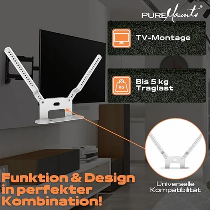 PureMounts PM-SOM-081 Halterung zur direkten Montage am TV, kompatibel mit SONOS BEAM Soundbar, Traglast: 5kg, weiß – Bild 3