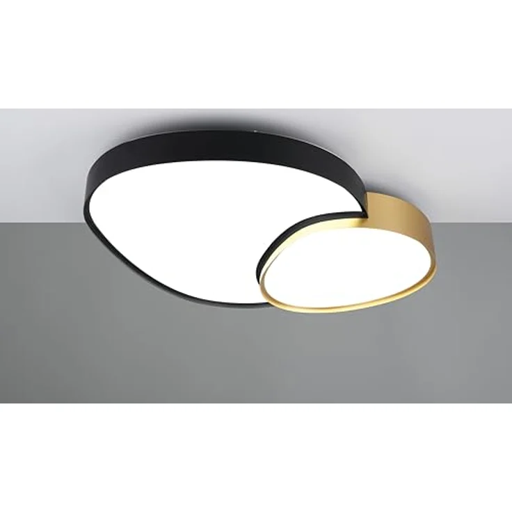 Trio Leuchten Deckenleuchte Rise 647519280, Metall Schwarz matt/Goldfarbig, inkl. 45 Watt LED, Fernbedienung, Dimmbar, Lichtfarbe einstellbar, Kunststoff Schirm Weiß – Bild 3